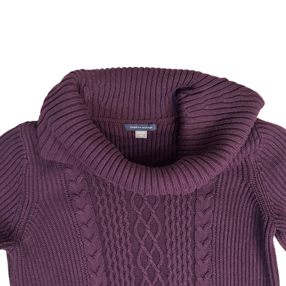 Tommy Hilfiger Aubergine Cable Knit 'Aran Style' Knit Sweater Dress Size S - Picture 8 of 11